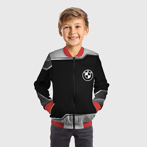 Детский бомбер BMW авто текстура / 3D-Красный – фото 3