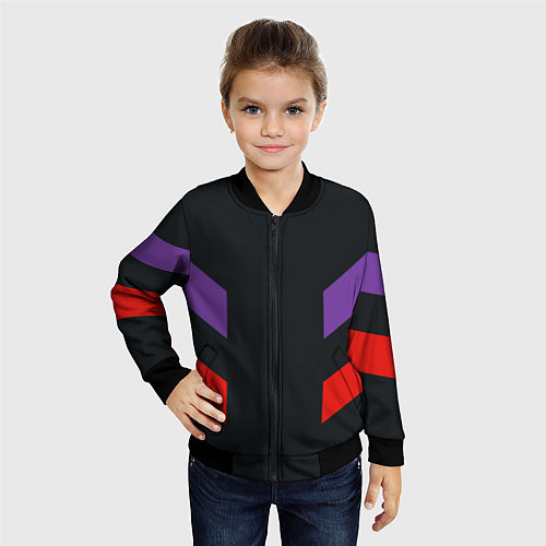 Детский бомбер Ретро текстура 90-х спортивная / 3D-Черный – фото 4
