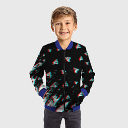 Бомбер детский Linkin park glitch patern, цвет: 3D-синий — фото 2