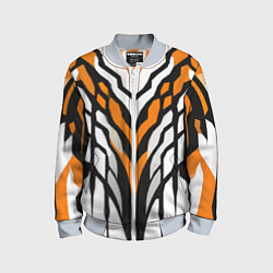 Детский бомбер Агрессивные чёрно-оранжевые полосы на белом фоне