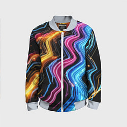 Бомбер детский Неоновые полосы - нейроарт, цвет: 3D-серый