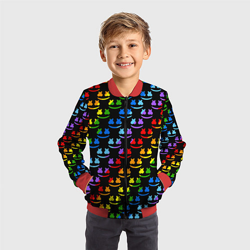 Детский бомбер Marshmello pattern neon / 3D-Красный – фото 3