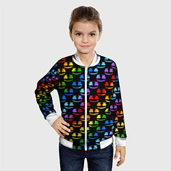 Бомбер детский Marshmello pattern neon, цвет: 3D-белый — фото 2