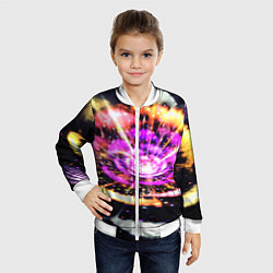 Бомбер детский Оптический узор цветок, цвет: 3D-белый — фото 2