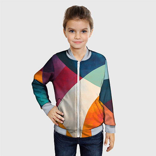 Детский бомбер Геометрическая иллюстрация / 3D-Серый – фото 4