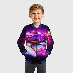 Бомбер детский Неоновые абстракция краски, цвет: 3D-синий — фото 2