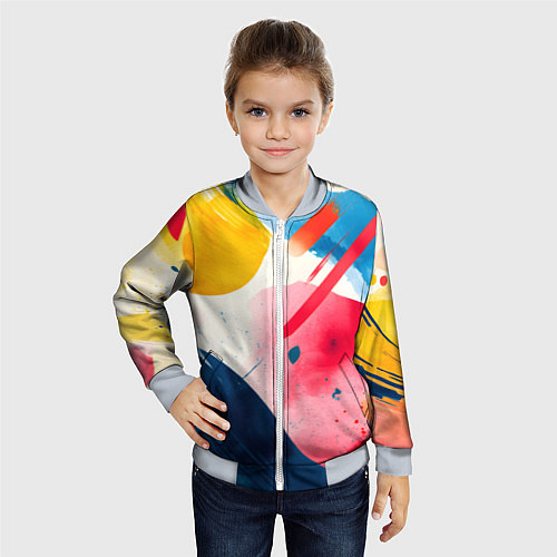 Детский бомбер Абстрактные мазки красок / 3D-Серый – фото 4