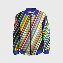 Бомбер детский Разноцветные полосы абстракция, цвет: 3D-синий