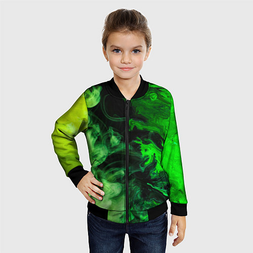 Детский бомбер Ядовитый зеленый дым / 3D-Черный – фото 4
