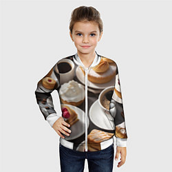 Бомбер детский Кофе и пирожные, цвет: 3D-белый — фото 2
