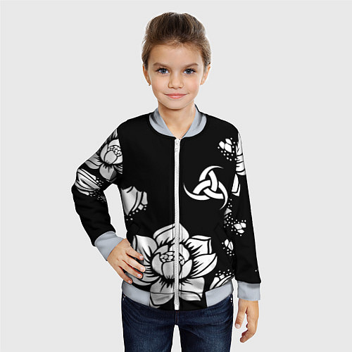 Детский бомбер Русская община символика розы / 3D-Серый – фото 4