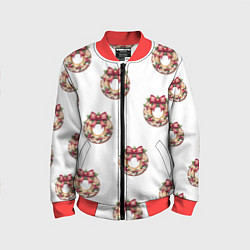 Детский бомбер Много новогодних пончиков с бантиком и ягодами