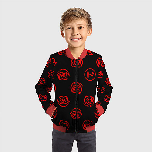 Детский бомбер Twenty one pilots rose pattern / 3D-Красный – фото 3