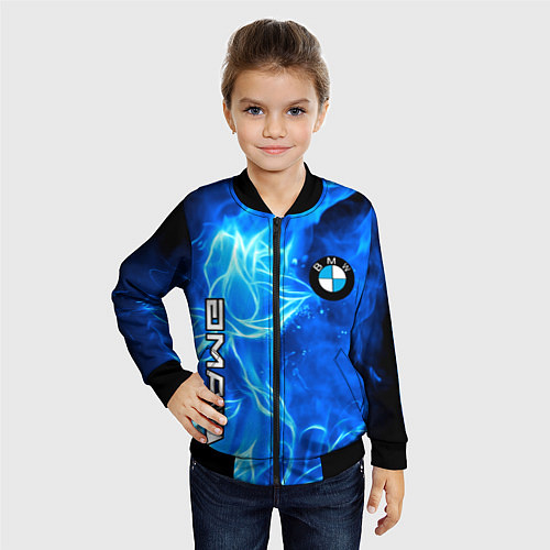 Детский бомбер BMW flower flame / 3D-Черный – фото 4