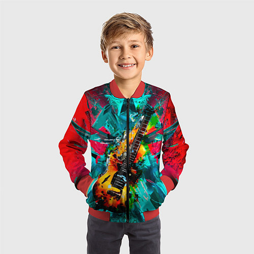 Детский бомбер Электрогитара в красках / 3D-Красный – фото 3