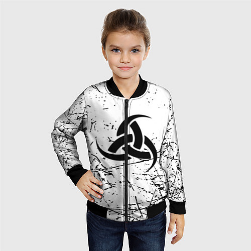 Детский бомбер Символика славянская текстура / 3D-Черный – фото 4