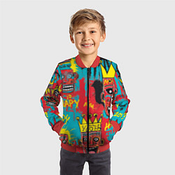 Бомбер детский Абстракция в стиле баския, цвет: 3D-красный — фото 2