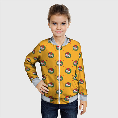 Детский бомбер Рик и Морти Новый год паттерн / 3D-Серый – фото 4