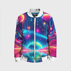 Детский бомбер Неоновый космос - нейроарт фантазия