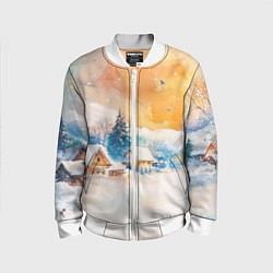 Детский бомбер Деревенский новогодний пейзаж