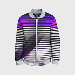 Детский бомбер Фиолетово-чёрные полосы на белом фоне