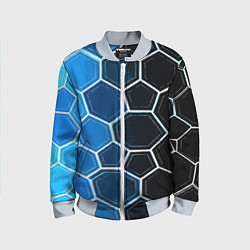 Детский бомбер Белые шестиугольники на чёрно-синем фоне