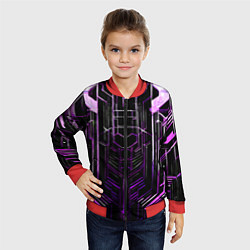 Бомбер детский Purple lines on a black background, цвет: 3D-красный — фото 2