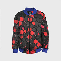Детский бомбер Красно-серые шестиугольники на чёрном фоне