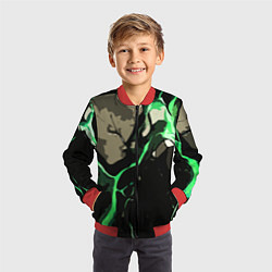 Бомбер детский Зелёный разлом в камне, цвет: 3D-красный — фото 2