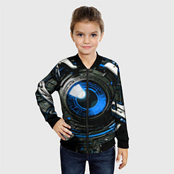 Бомбер детский Синяя сфера киберпанк, цвет: 3D-черный — фото 2