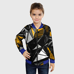 Бомбер детский Жёлто-белые рельефные треугольники на чёрном фоне, цвет: 3D-синий — фото 2