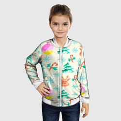Бомбер детский Зимний новогодний узор, цвет: 3D-белый — фото 2