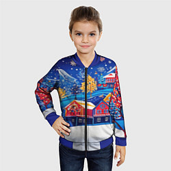 Бомбер детский Новогодний городок в горах, цвет: 3D-синий — фото 2