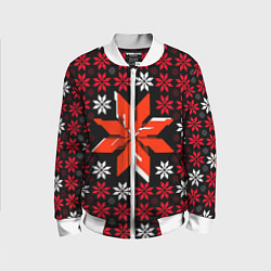 Детский бомбер Красно-белые звёзды на чёрном фоне