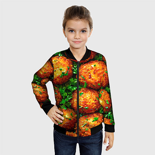 Детский бомбер Котлеты / 3D-Черный – фото 4