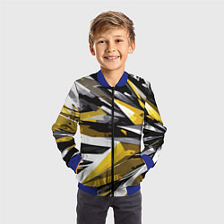 Бомбер детский Чёрно-жёлто-белая абстракция, цвет: 3D-синий — фото 2