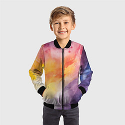 Бомбер детский Краски акварели, цвет: 3D-черный — фото 2