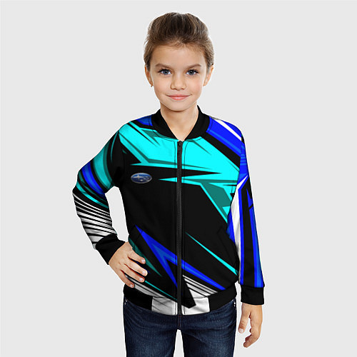 Детский бомбер Субару - синий спорт / 3D-Черный – фото 4