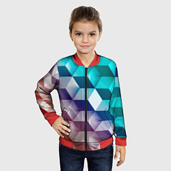 Бомбер детский Объёмные разноцветные градиентные кубы, цвет: 3D-красный — фото 2