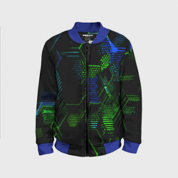 Детский бомбер Сине-зелёные точки и линии на чёрном фоне