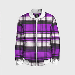 Детский бомбер Фиолетово-белая ткань в клетку