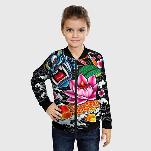 Детский бомбер Иредзуми татуировка / 3D-Черный – фото 4