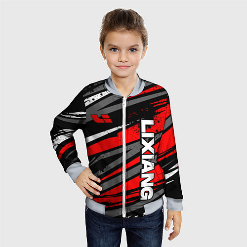 Детский бомбер Lixiang - агрессивный красный / 3D-Серый – фото 4