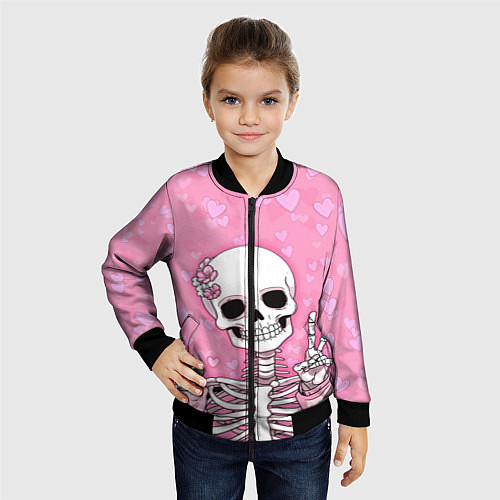 Детский бомбер Скелет-милашка / 3D-Черный – фото 4
