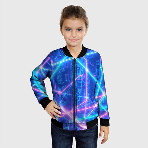 Детский бомбер Неоновые провода / 3D-Черный – фото 4