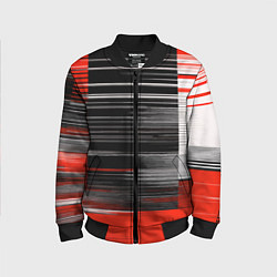 Детский бомбер Белые вертикальные полосы на чёрно-красном фоне