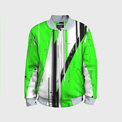 Детский бомбер Black and white vertical stripes on a green backgr