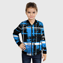 Бомбер детский Сине-белый гранж на чёрном фоне, цвет: 3D-черный — фото 2