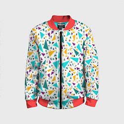 Детский бомбер Бирюзовые желтые треугольники на белом