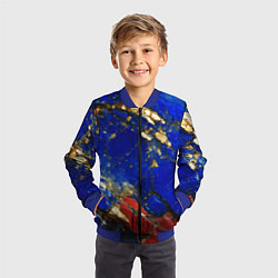 Бомбер детский Золотой и красный минерал в синем камне, цвет: 3D-синий — фото 2